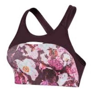 Nike Small Pro Classic Swoosh Training Bra with pink floral geodetic pattern